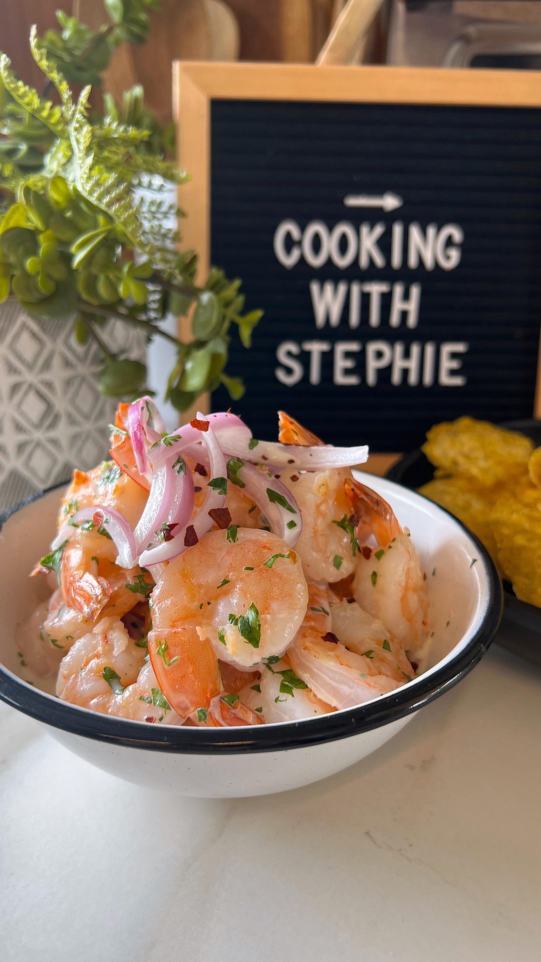 Ceviche parrillado de langostinos